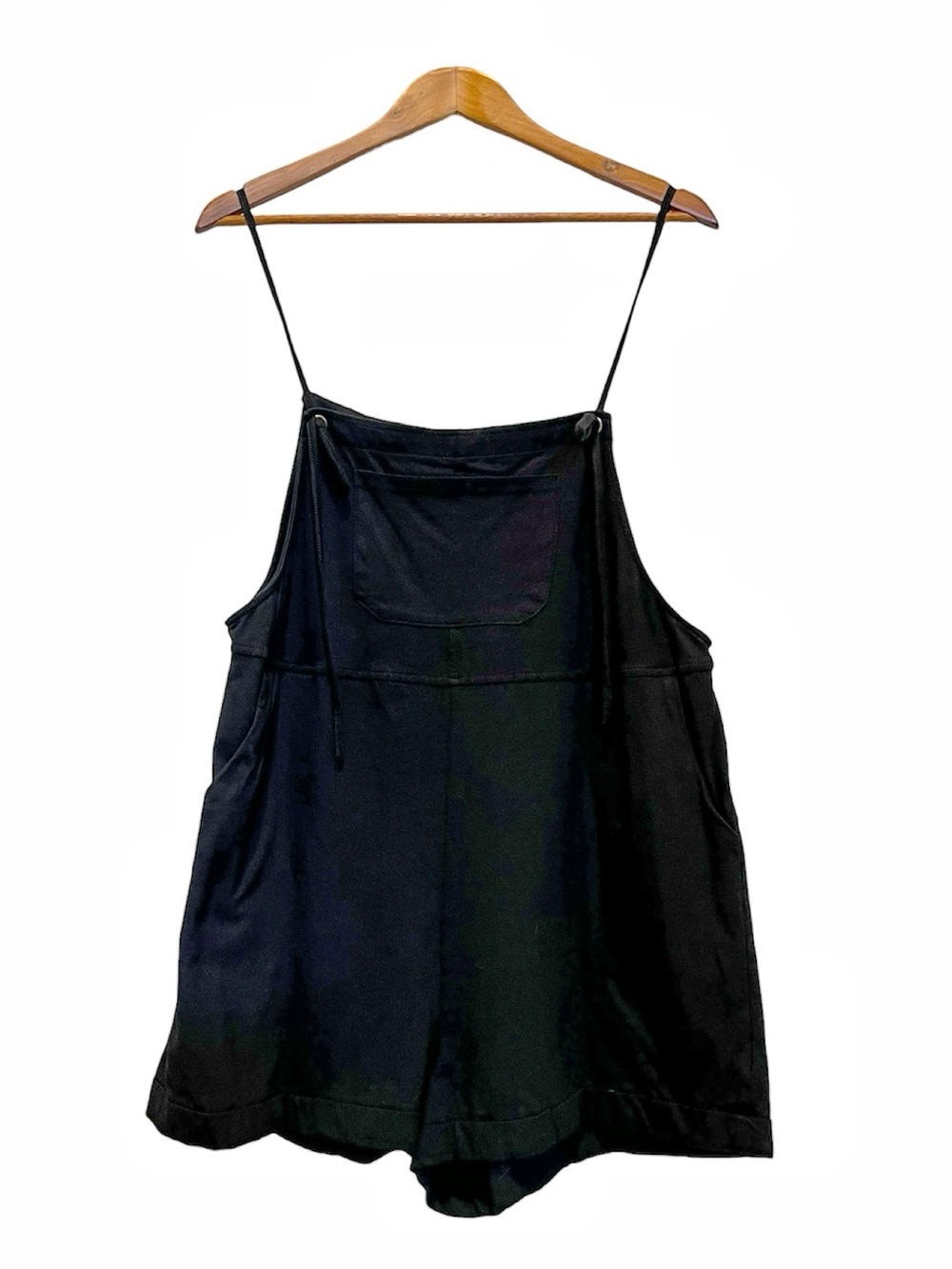 Cider Women’s Romper Shorts Spaghetti Straps Black Pockets Large 100% Cotton